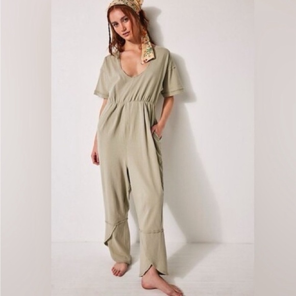 Free People Good Side Romper Lima Bean - Picture 1 of 4